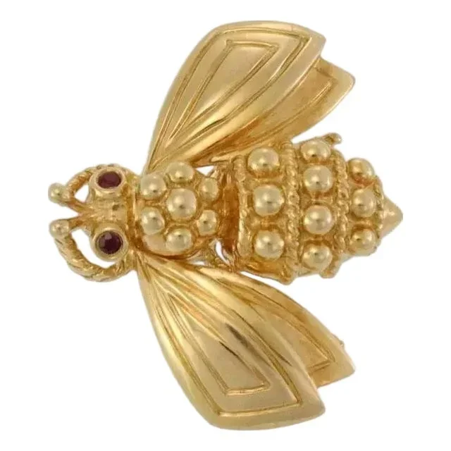Tiffany & Co. Ruby 18k Yellow Gold Bee Brooch Pin