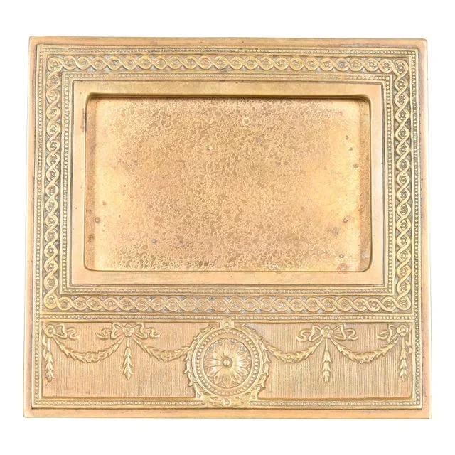 Tiffany Studios New York “Adam” Bronze Doré Desk Calendar Frame or Picture Frame
