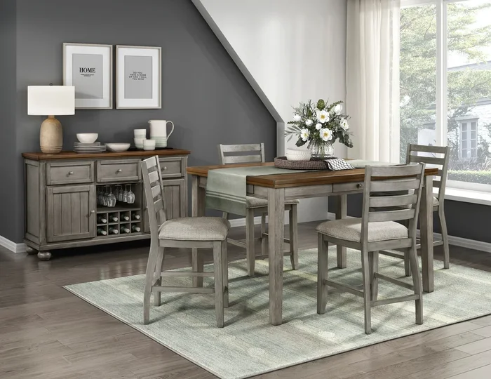 Tigard Cherry/Gray Counter Height Set