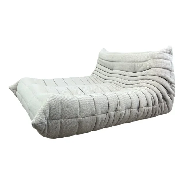 Togo Chaise Lounge in Grey Fabric by Michel Ducaroy for Ligne Roset