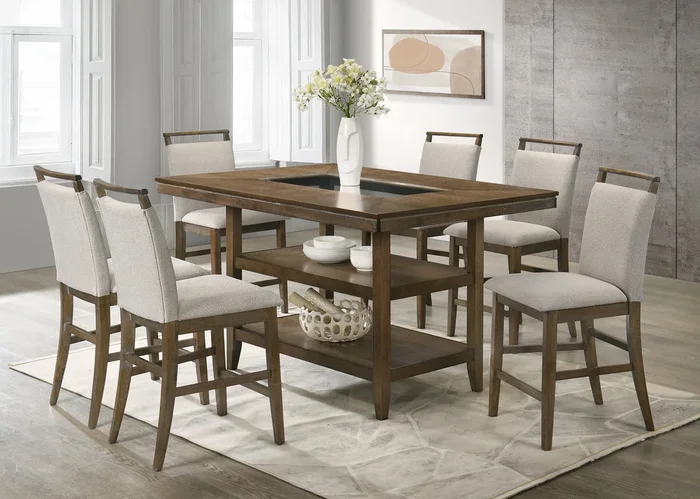 Tommy Burnt Walnut Counter Height 7-Piece Dining Set