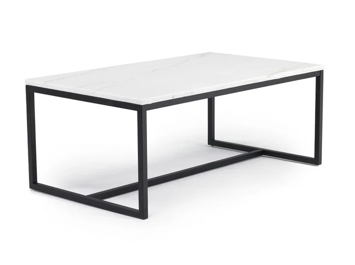 Torin Coffee Table in White Marble/Black