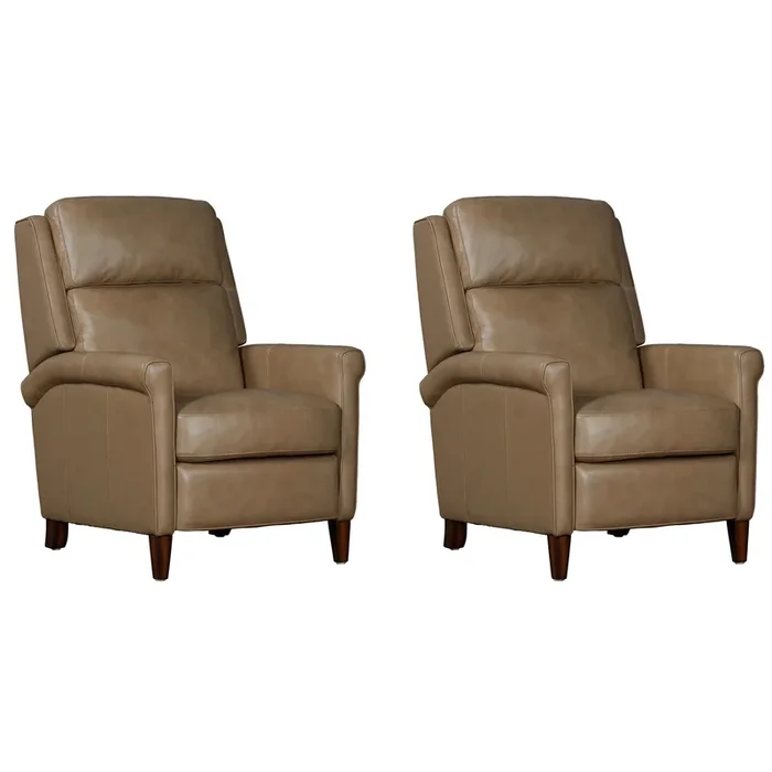 Transitional High Leg Manual Push Back Recliner (Set of 2)