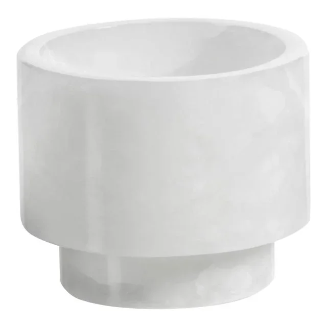 Trapani Polished Alabaster Stone Candle Holder, Small