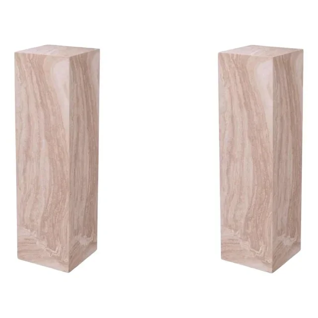 Travertine Marble Columns, Set of 2