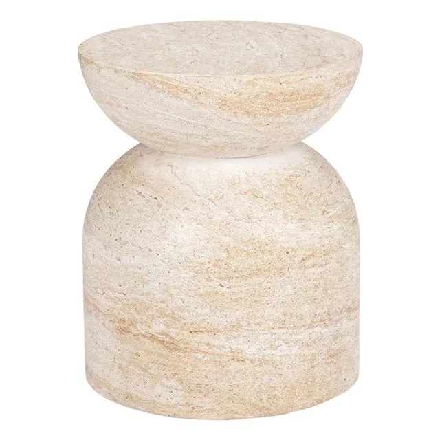 Travertine Outdoor Indoor Stool / Side Table
