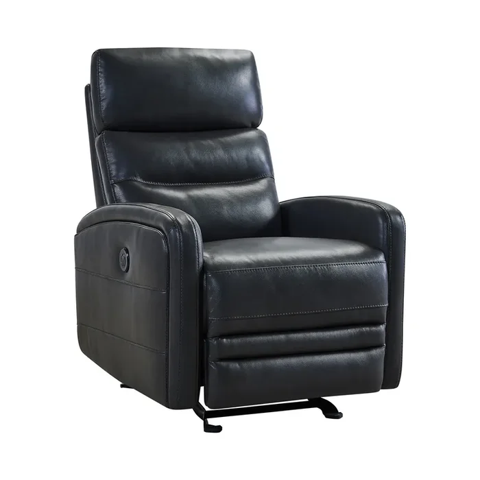 Tristan Contemporary Recliner In Pewter Genuine Leather