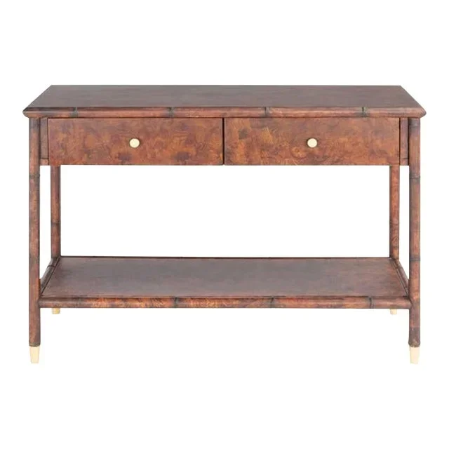 Tudor 2 Drawer 1 Shelf Console Table – Dark Brown/Gold