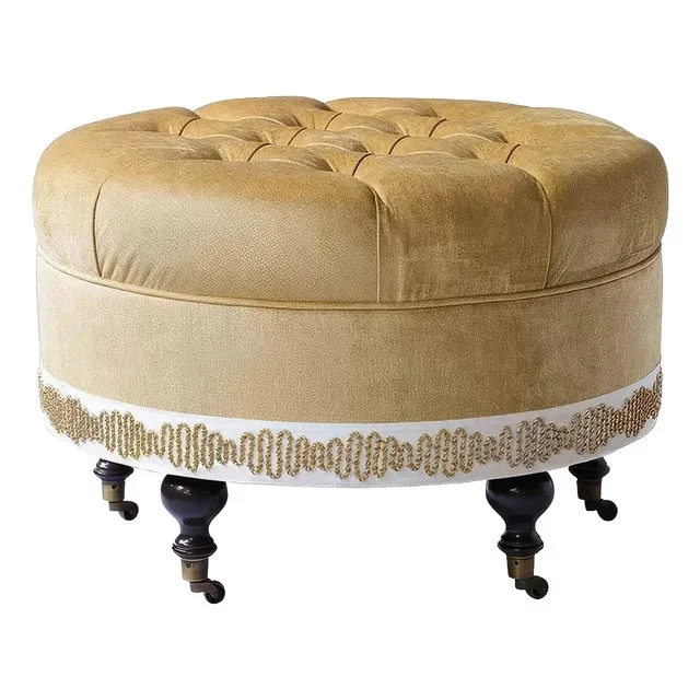 Tufted Velvet Round Ottoman
