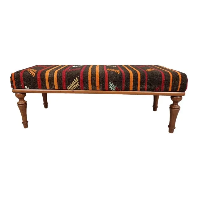 Turkish Kilim Upholstered Bench