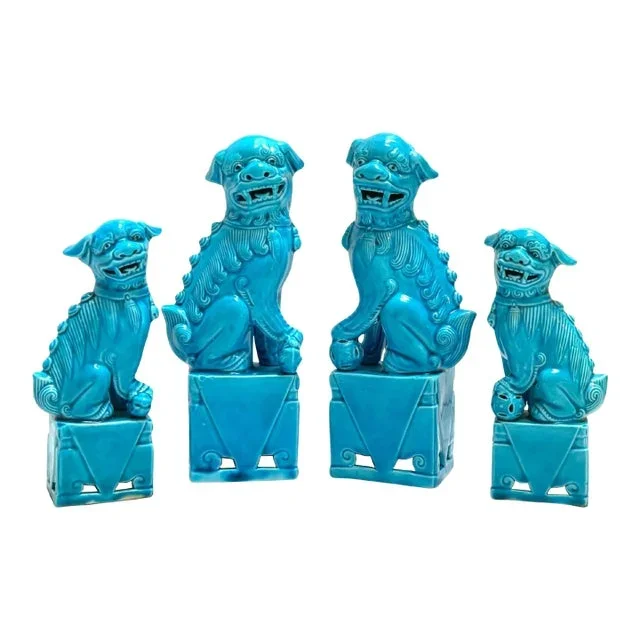 Turquoise Chinese Export Foo Dogs – Set of 4