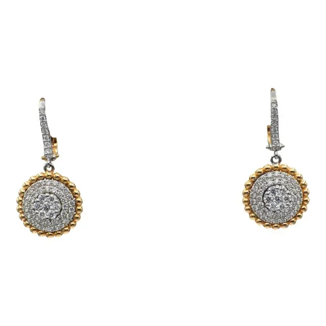 Two Tone Natural Diamond Earring in 18k (750) White & Rose Gold – Set of 2