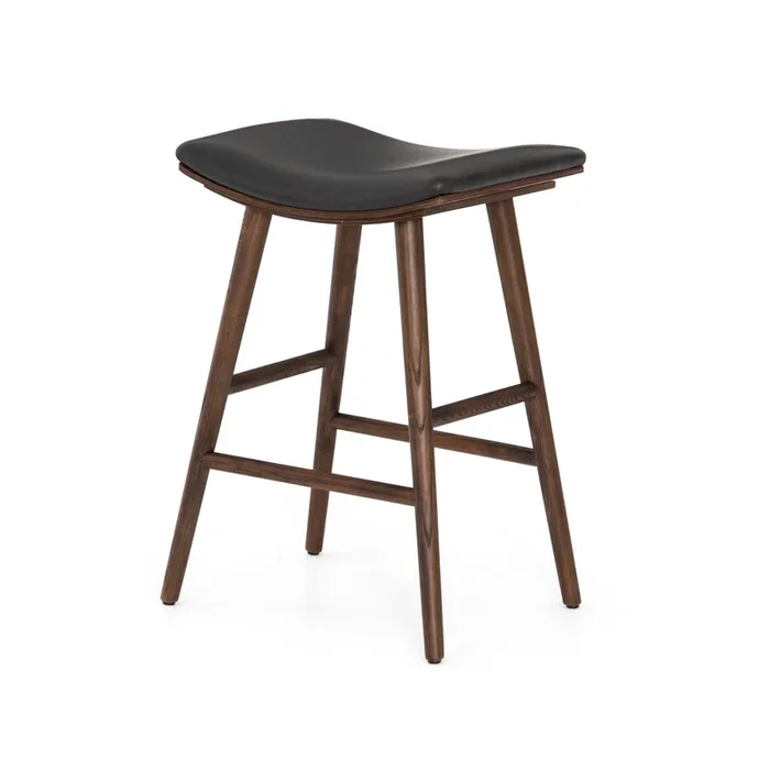 Union Saddle Counter Stool-Distressed Black