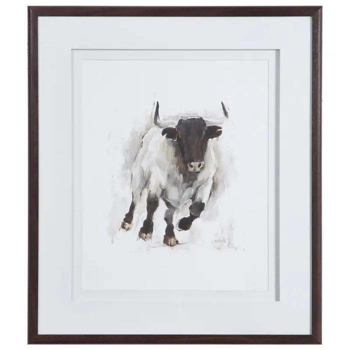Uttermost Rustic Bull Framed Animal Print
