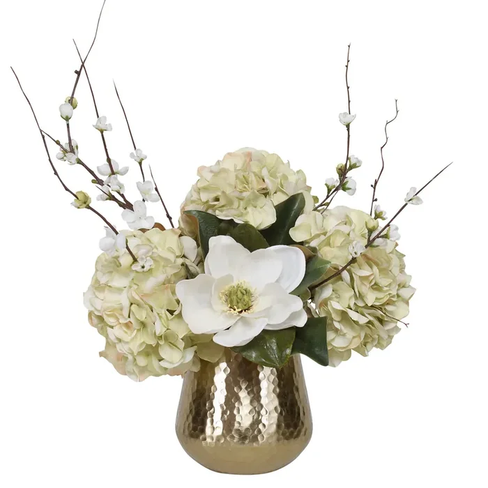 Uttermost Seabrook Floral Bouquet In Gold Vase