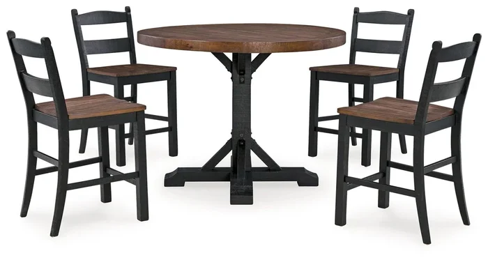 Valebeck Counter Height Dining Table and 4 Barstools in Multi