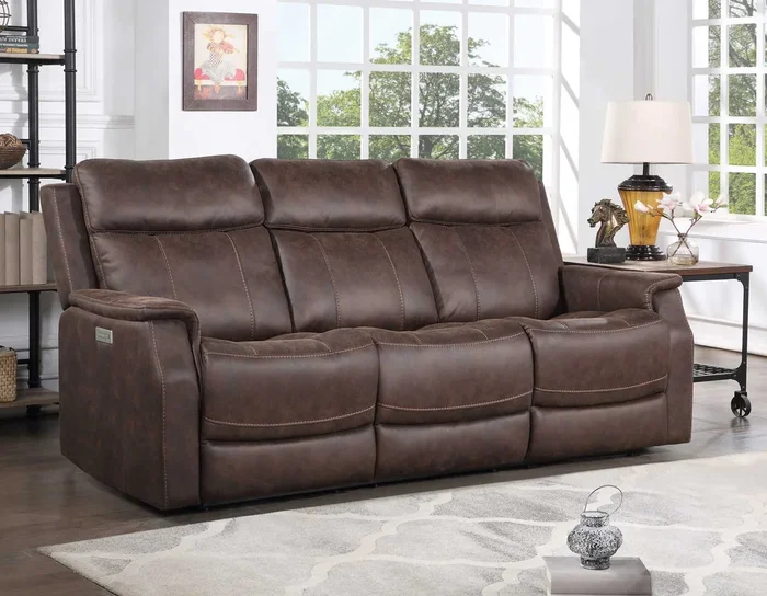 Valencia Walnut Dual-Power Reclining Sofa