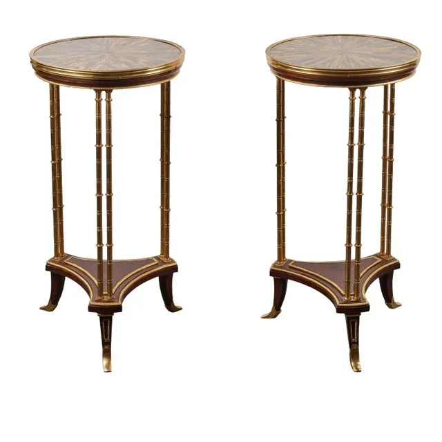 Veneered Side Tables with Tiger’s Eye – A Pair