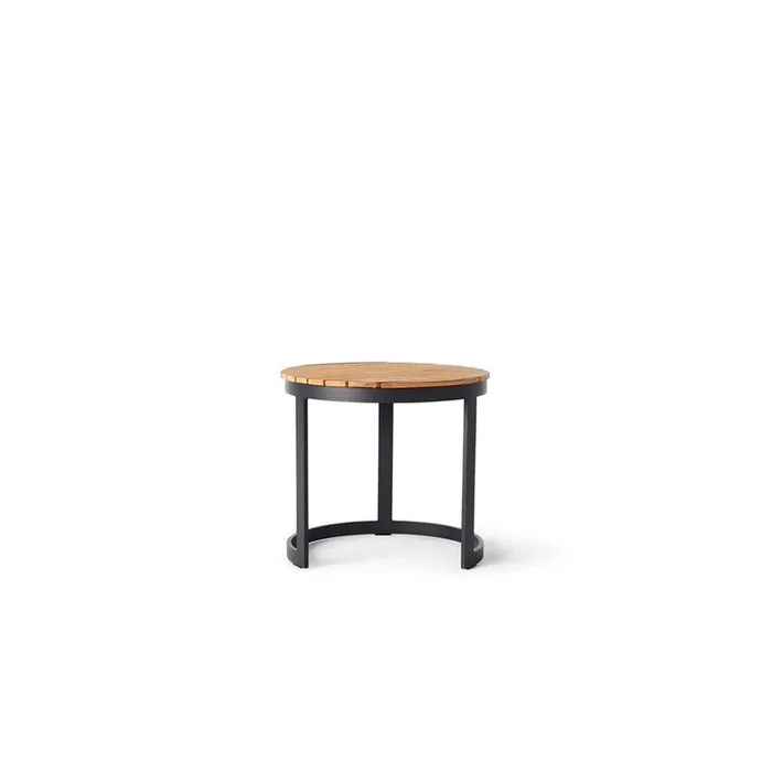 Ventura 20″ Side Table in Charcoal – Teak Top