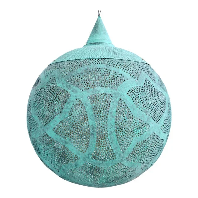 Verdigris Copper Globe Pendant Light Large