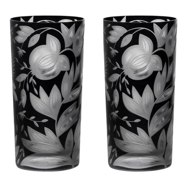 Verdure Highball Glasses Black – a Pair