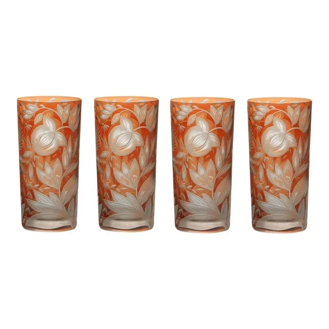 Verdure Highball Glasses Orange – Set of 4