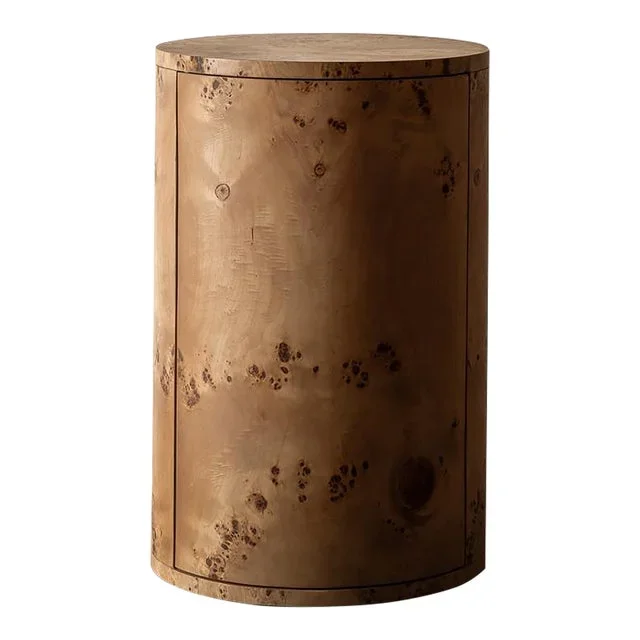 Vernier Burl Round Side Table, Left