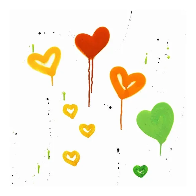 Vibrant Graffiti Painting Hearts “Marigolds” Original Artwork by Amber Goldhammer