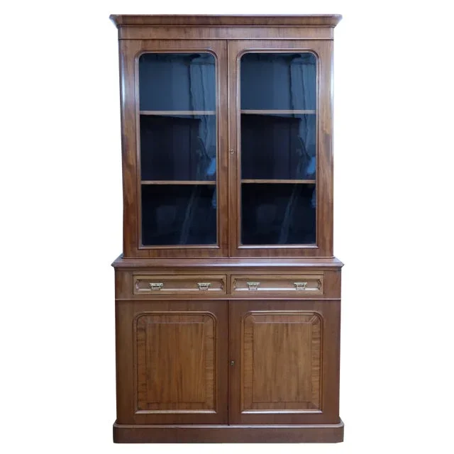Victorian Mahogany Two-Body Bookcase, England, Mid-19th Century