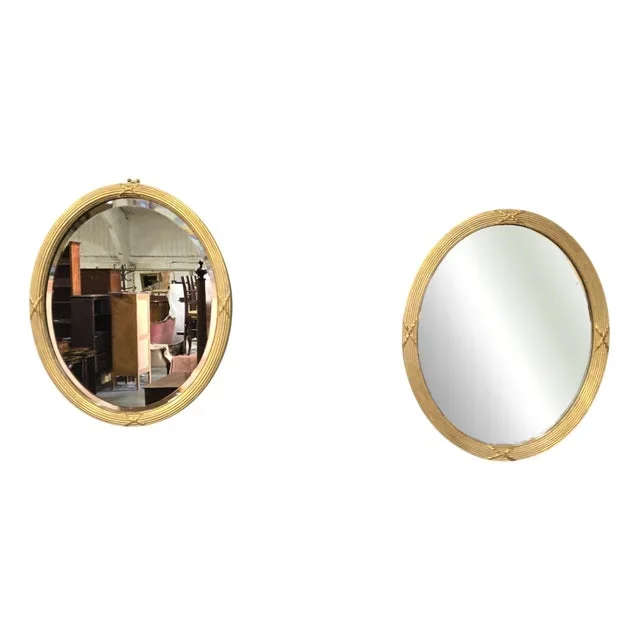 Victorian Oval Gilt Mirrors, 1880, Set of 2