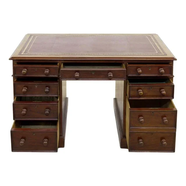 Victorian Pedestal Desk in Mahogany, 1880
