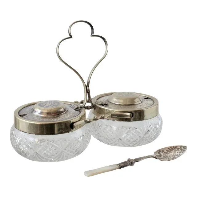 Victorian Preserves Set w/ Pearl Spoon