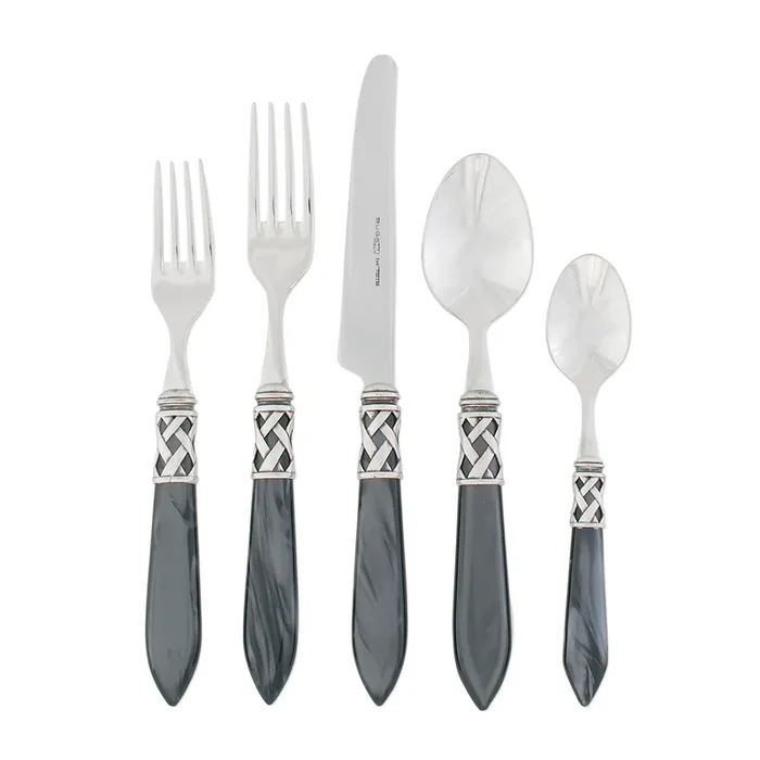 VIETRI: Aladdin Five Piece Place Setting CHARCOAL