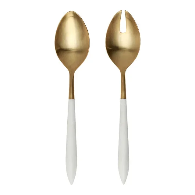 VIETRI Ares Oro & White Salad Serving Set