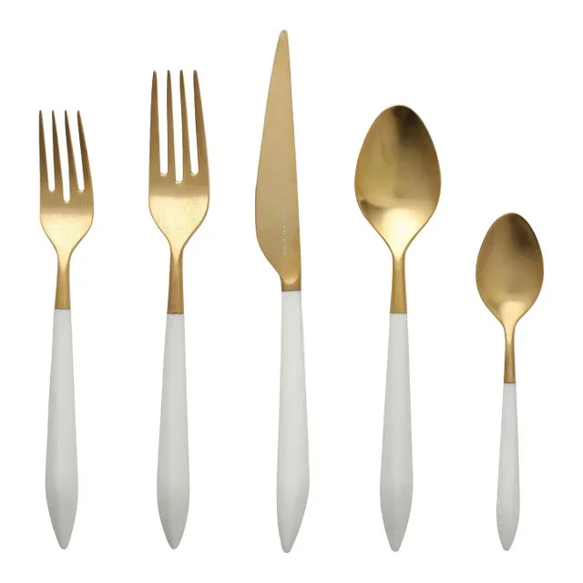 VIETRI Ares Oro & White Twenty-Piece Flatware Set, Service for Four