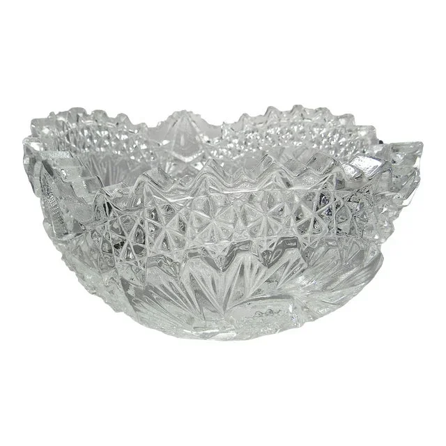Vintage 1950’s Sawtooth Crystal Glass Bowl