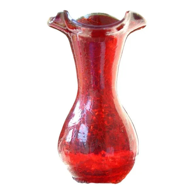 Vintage 1950’s Handcrafted Blenko Red Glass Vase