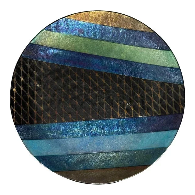 Vintage 1990s Kurt McVay Dichroic Iridescent Plate Studio Fused Glass, Signed