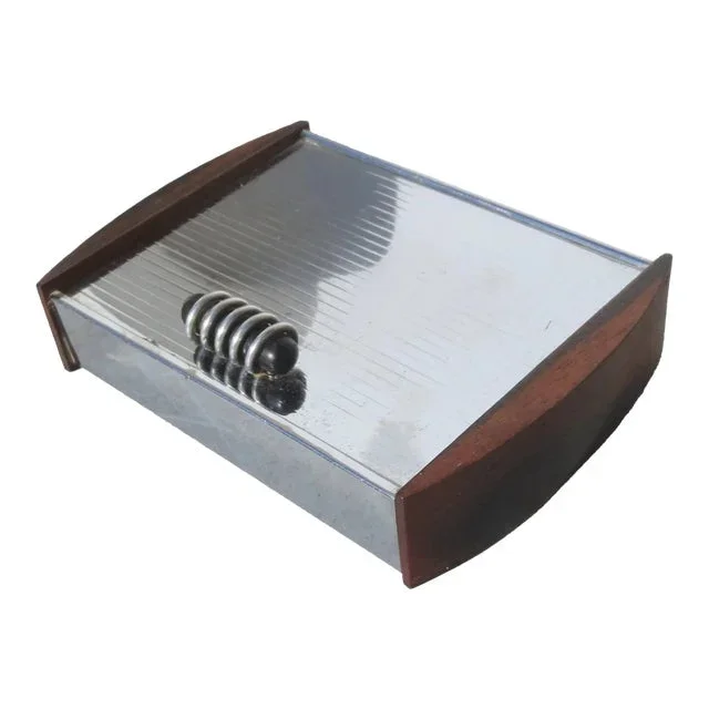 Vintage 40s Chrome and Teak Desk Box
