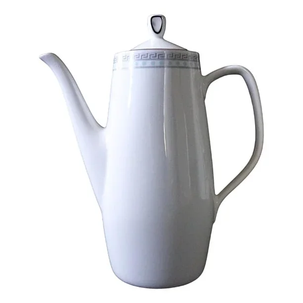 Vintage Akropolis Coffee Pot in White and Blue from Rörstrand