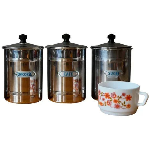 Vintage and Bohemian Metal Kitchen Boxes, Set of 3