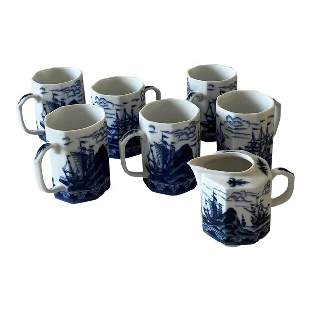 Vintage Andrea by Sadek Clipper Ship Mugs and Creamer