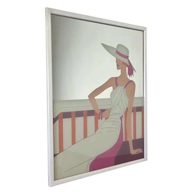 Vintage Art Deco Aldo Andreolo Picture Mirror Sign
