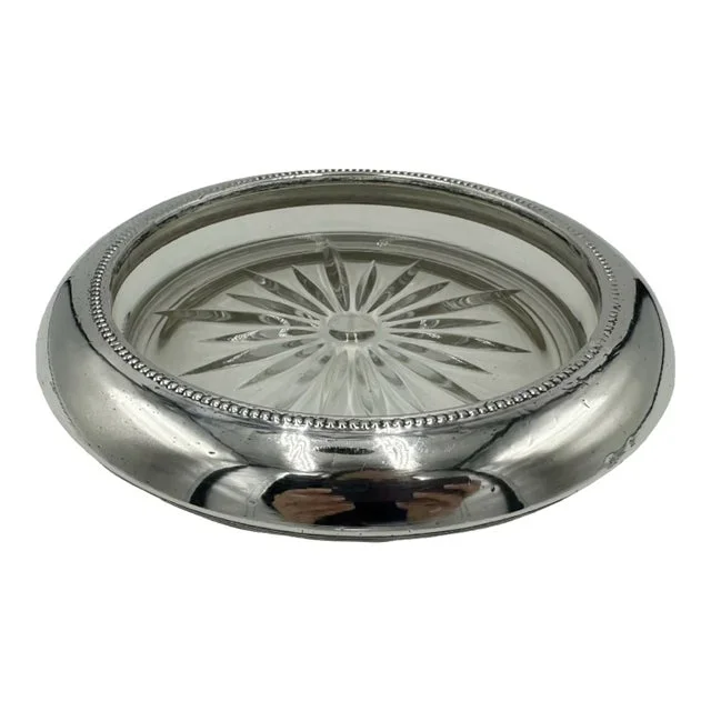 Vintage Ashtray Starburst Crystal & Sterling Silver Dish
