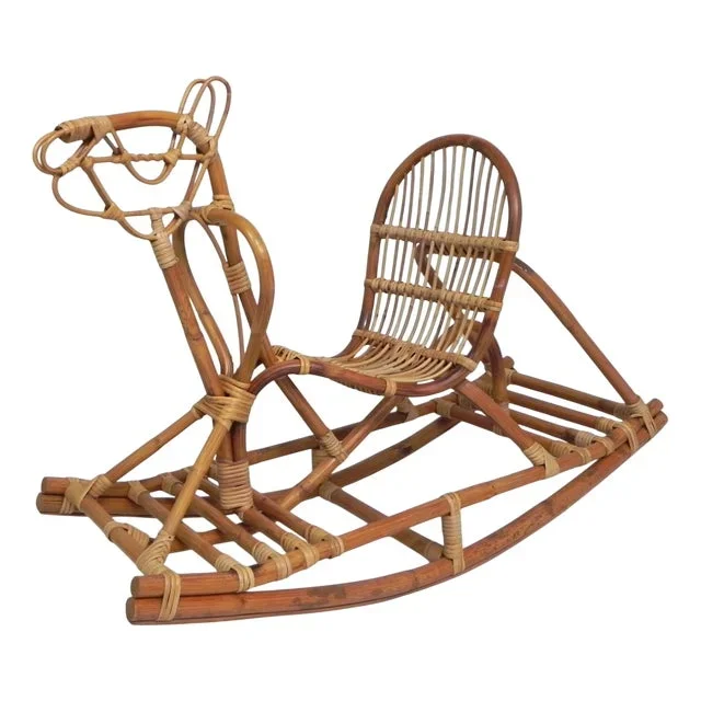 Vintage Bamboo Rocking Horse, 1960s