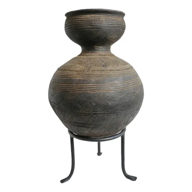 Vintage Bida Water Vessel on Stand