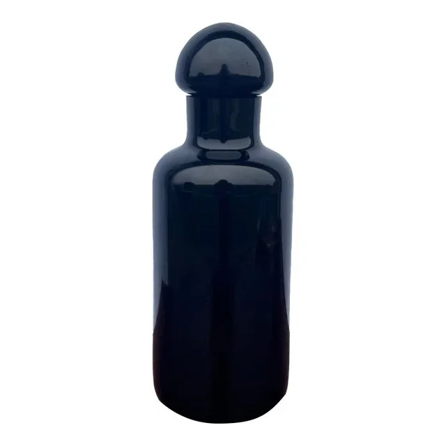 Vintage Black Glass Apothecary Bottle With Stopper – Minimalist Modern Design