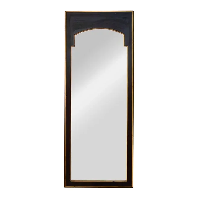 Vintage Black Lacquer and Gilt Vertical Mirror, 21″ X 54″