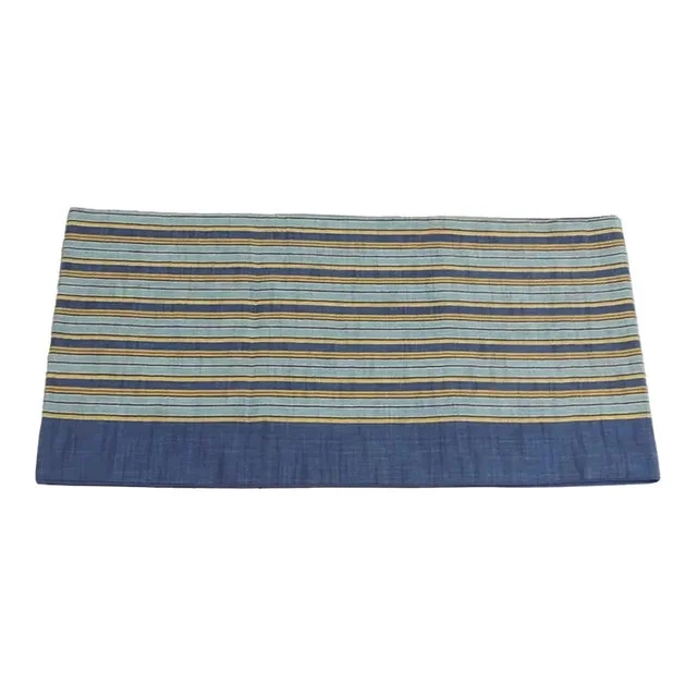 Vintage Blue and Gold Silk Obi Textile