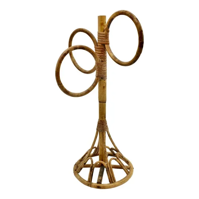 Vintage Boho Chic Bamboo and Rattan Towel Rack